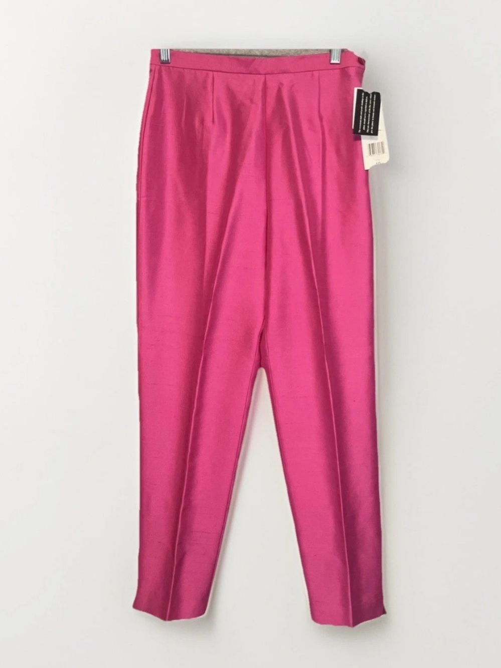 Josephine Chaus Vivid Hot Pink Silk Straight-Leg Pants